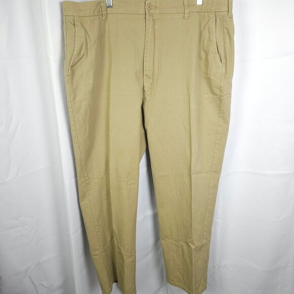 Bulwark FR Fire Resistant Mens 42x30 Beige Flat Front Cotton Chino Khaki Pants - Picture 3 of 7